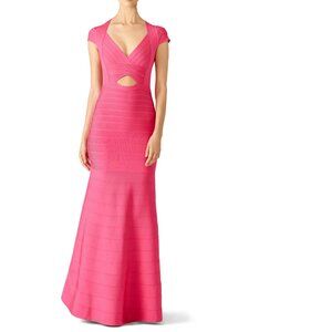 HERVE LEGER Pink Diamond Cutout Gown